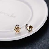 Sterling Silver Crystal Golden Shadow Stud Earrings with  Crystals from Swarovski for Her Fine Jewelry Gifts for Women Girls