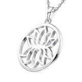 925 Sterling Silver Lotus Pendant Necklace with White Gold Plated