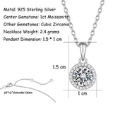 925 Sterling Silver Moissanite Classic Halo Pendant Neckalce for Women Jewelry