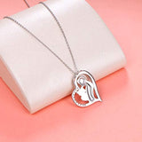 925 Sterling Silver Lovely Animal Heart Pendant Necklace for Women Jewelry Gift, 18