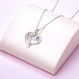 Sterling Silver Turtle&Flower in Heart  Animal Heart Pendant Necklace for Women