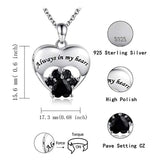 925 Sterling Silver Paw print with CZ urn necklace- Memorial Ash Pendant Urn Necklace for Dog Cat Women Remembrance Keepsake Gift for Loss of Loved Furry Friend