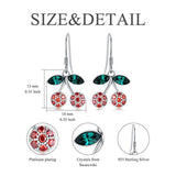 Cherry Dangle Drop Earrings for Women, Sterling Silver Aesthetic Cute Fruit Earrings