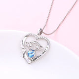 925 Sterling Silver I Love You More Engraved Cute Animal Monkey in Heart Pendant Necklace For Women
