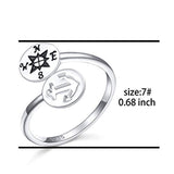 Compass Anchor 925 Sterling Silver Adjustable Ring