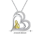 925 Sterling Silver Cubic Zirconia Love Heart Necklace Couples Love Dancing Necklace Stocking Stuffers for Women Girlfriend