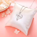 Sterling Silver Forever Love Mama Elephant Animal Heart Pendant Necklace for Women