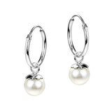 Silver Pearl  Hoop Earrings