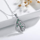 S925 Sterling Silver CZ tree of life-heart-shape Necklace for Women