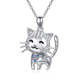 silver Cute Cat Pendant Necklace