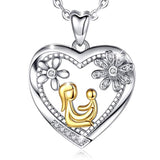 Silver Love Heart Mom and Daughter Necklaces