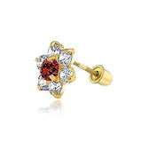 Tiny Cubic Zirconia Flower Shaped Safety Screwback CZ Stud Helix Cartilage Earring Real 14K Solid Gold 4MM More Color