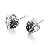Sterling Silver  Blake Heart Crystal Stud Earrings for Women & Girls, Swarovski Element Dainty Love Knot Ear Studs Jewelry Gift for Her