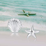 925 Sterling silver shell starfish Stud Earrings For Women Men Girls