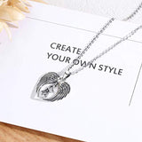 925 Sterling Silver Cute Angel Wing and Kitten Pendant, Christmas Gifts for Cat Lover - 18inch Chain