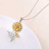 Sterling Silver Flowers Sunflower Pendant Necklace for Women