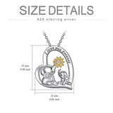 Sterling Silver Elephant Necklace Heart Pendant Forever in My Heart Necklace for Women Girls Friends