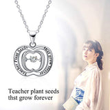 Graduation Gifts Teacher's Day Gifts Sterling Silver Apple Pendant Necklace for Teacher