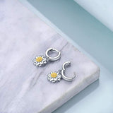 Sterling Silver sunflower Hoop Earrings for Women