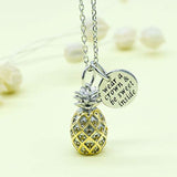 Pineapple Pendant Necklace Sterling Silver CZ Paved Pineapple Inspirational Jewelry Set Gift For  Women