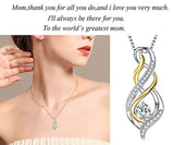 S925 Sterling Silver Infinity Love Heart Flame Engrave Mom Pendant Necklace Mother Daughter Jewelry Gifts for Women