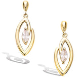 Yellow Gold plated Leaf Olive Branch Feather Cubic Zirconia Dangle Earrings Fashion Jewelry