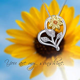Sunflower Love Heart Pendant Necklace Jewelry You are My Sunshine Adjustable 18-20 Inches Blessings for Women Daughter Wife Mother on Birthday Thanksgiving Day Anniversary