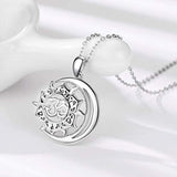 S925 Sterling Silver Lotus Flower Aum Om Ohm Sanskrit Symbol Yoga Pendant Necklace Inspirational Gift for Women