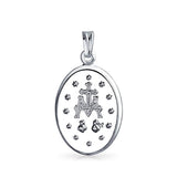 Religious Medal Oval Our Lady Of Guadalupe Catholic Virgin Mary Pendant Necklace For Women For Men 925 Sterling Silver