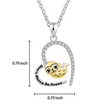 Happy Sloth Animal Heart Pendant Necklace 925 Sterling Silver Birthday Jewelry for Women Girls
