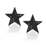 Simple Patriotic Star Cubic Zirconia Micropave CZ Stud Earrings For Men Women Black Plated 925 Sterling Silver
