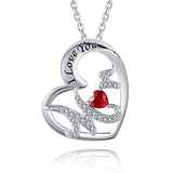  Silver I Love You Mom Heart Pendant Necklace