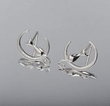 Sterling Silver Earrings Cat Moon Earrings Cat Lovers Gift for Women