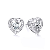  Silver Heart Stud Earrings with Swarovski Crystals