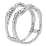 0.40 Carat (ctw) 14K Gold Round Diamond Women Anniversary Wedding Band Swirl Increase Guard Double Ring