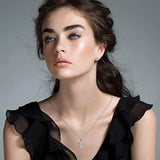 Women Love Heart Pendant Necklace Earrings Set, Sterling Silver Jewelry Set Gift for Her