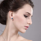 14K Gold Blue Topaz Stud Earrings For Women