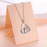 Sterling Silver Lucky in love elephant Animal Heart Pendant Necklace for Women