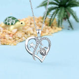 925 Sterling Silver Seabeach Conch Turtle Starfish Necklace for Women Girls