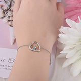 Mother Daughter Jewelry - 925 Sterling Silver Lucky Elephant Love Heart Bracelet