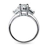 Rhodium Plated Sterling Silver Round Cubic Zirconia CZ 3-Stone Anniversary Promise Engagement Ring