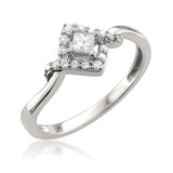 14k White Gold Princess-cut & Natural Diamond Engagement Wedding Band For Ladies (1/4 cttw, I-J, I1-I2)
