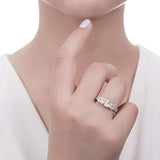Rhodium Plated Sterling Silver Canary Yellow Princess Cut Cubic Zirconia CZ 3-Stone Anniversary Promise Engagement Ring