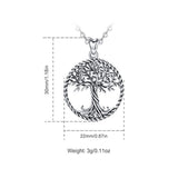 Tree of Life Necklace Celtic 925 Sterling Silver Pendant with CZ, Fine Jewelry Gift for Women Girls