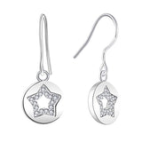 925 Sterling Silver Cubic Zirconia Star Dangle Earrings