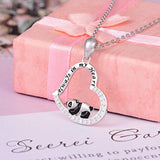 S925 Sterling Silver Cute Animal Panda Bear Elephant Love Heart Necklace Jewelry for Women Girls