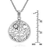Sunshine and Moon Celtic Swirl Tree of Life 925 Sterling Silver Pendant Necklace