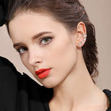 Women's 925 Sterling Silver CZ Bling Star Simulated Pearl Post Stud Earrings Ear Cuff Earring