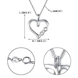 Women's 925 Sterling Silver CZ Simple Daily Love Heart w/ 8-Shaped Pendant Necklace
