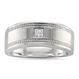 14k White Gold Princess-cut Natural Diamond Genltemen's Wedding Band Ring (1/6 cttw, I-J, I1-I2)